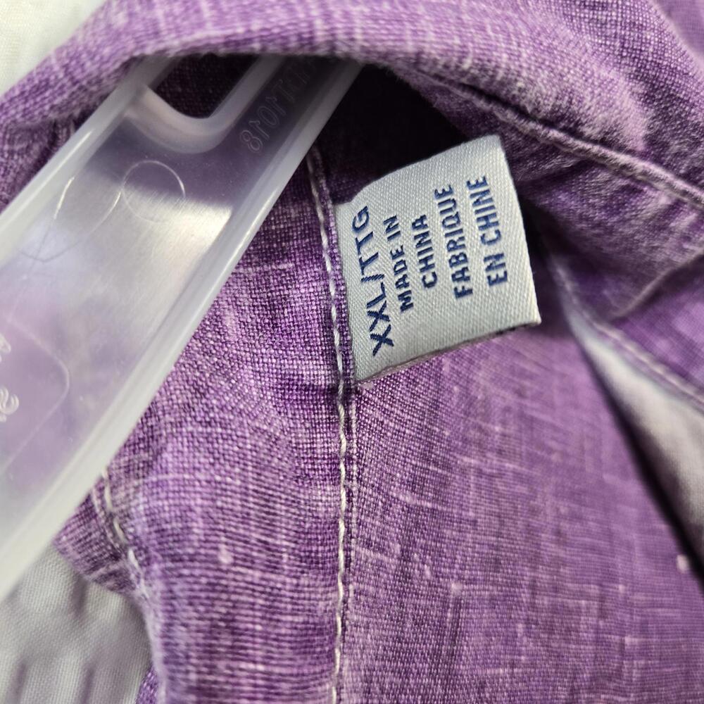 Tommy Bahama XXL Purple 100% Linen Long Sleeve Button Down Shirt Coastal Resort - Picture 7 of 9